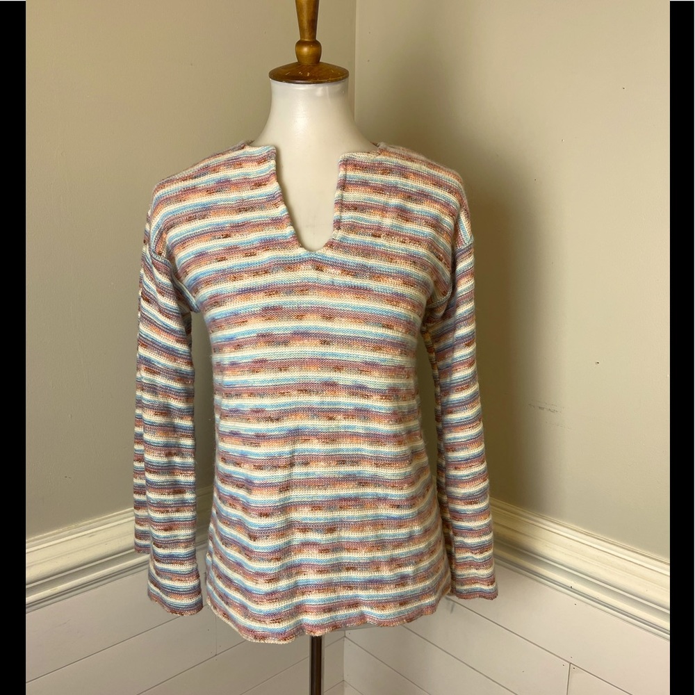 Alberoy Vintage Variegated Striped Sweater M FREE SHIP